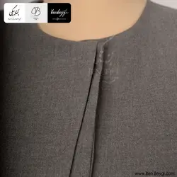 مانتو شلوار اداری | پارچه بزیاق | رنگ طوسی یقه گرد 4 دکمه مخفی پیش دوبل کد 32412