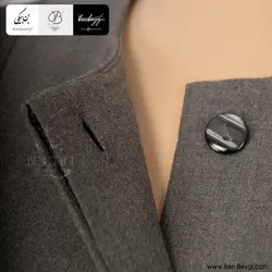 مانتو شلوار اداری | پارچه بزیاق | رنگ طوسی یقه گرد 4 دکمه مخفی پیش دوبل کد 32412