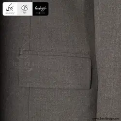 مانتو شلوار اداری | پارچه بزیاق | رنگ طوسی یقه گرد 4 دکمه مخفی پیش دوبل کد 32412