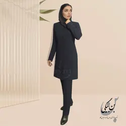بهترین قیمت خرید سرهمی مجلسی پارچه کرپ یقه هفت بند‎دار مشکی