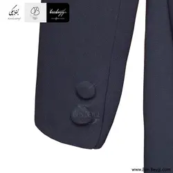 مانتو شلوار اداری | پارچه کرپ کنزو | رنگ سرمه‌ای مغزی‌دوزی یقه هفت 4 دکمه کد 32442