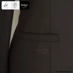 مانتو شلوار اداری | پارچه بزیاق | رنگ مشکی یقه هفت مغزی دوزی پنج دکمه کد 32929