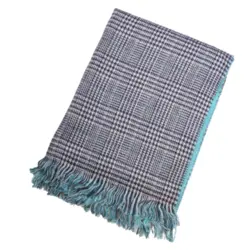 شال زنانه موهر دورو چهارخانه ریز - دنیای کلاه