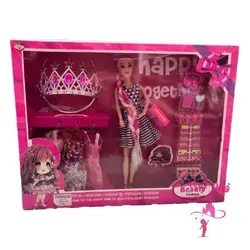 عروسک باربی با تاج با موی بلوند