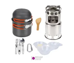 کیت 9 تایی پخت و پز هیزمی دسته نارنجی