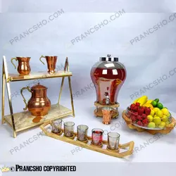 کلمن شیشه ای پایه فلزی طرح دلینا شیشه شامپاینی