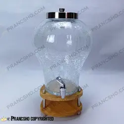 کلمن شیشه ای پایه فلزی طرح دلینا شیشه الماسی (ترک دار)