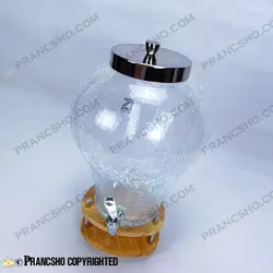 کلمن شیشه ای پایه فلزی طرح دلینا شیشه الماسی (ترک دار)