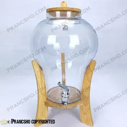 کلمن شیشه ای پایه چوبی طرح دلینا شیشه ساده