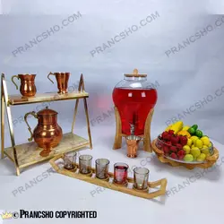 کلمن شیشه ای پایه چوبی طرح دلینا شیشه ساده