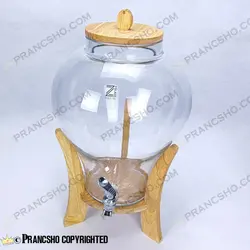 کلمن شیشه ای پایه چوبی طرح دلینا شیشه ساده