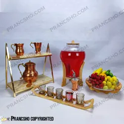 کلمن شیشه ای پایه چوبی طرح دلینا شیشه الماسی (ترک دار)