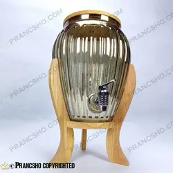 کلمن شیشه ای پایه چوبی طرح پینار شیشه شامپاینی