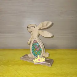 استند خرگوش دکوری ایستاده چوبی کوچک