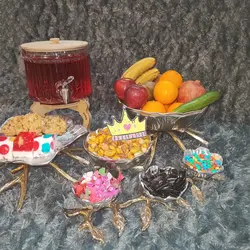 ست ظروف پذیرایی نقره ای لوتوس براق پایه طلایی با ضمانت ثبات رنگ