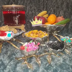 ست ظروف پذیرایی نقره ای لوتوس براق پایه طلایی با ضمانت ثبات رنگ