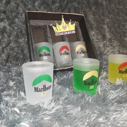 ست هدیه شات سفید مات گرد با جعبه کادویی