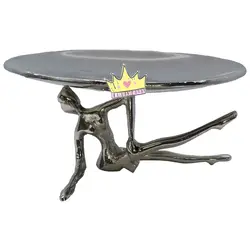 شیرینی خوری یک طبقه طرح بالرین نشسته نقره ای