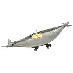 ظرف پذیرایی کشکول طرح برگ قایقی بزرگ نقره ای