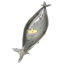 ظرف پذیرایی کشکول طرح برگ قایقی بزرگ نقره ای