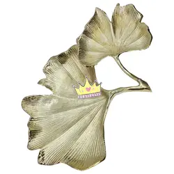 ظرف پذیرایی طرح برگ مرداب طلایی براق