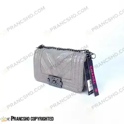 کیف پاسپورتی شنل مدل گلدوزی هفتی کوچک خاکستری روشن