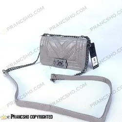 کیف پاسپورتی شنل مدل گلدوزی هفتی کوچک خاکستری روشن