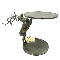 شیرینی خوری دو طبقه گوزن ایستاده نقره ای