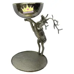 کاسه و شیرینی خوری دو طبقه گوزن ایستاده نقره ای