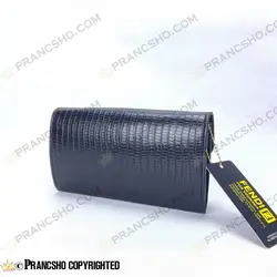 کیف پول پاسپورتی فندی مشکی طرح پوست ماری