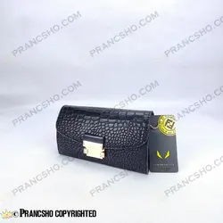 کیف پول پاسپورتی فندی مشکی طرح سنگی