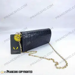 کیف پول پاسپورتی فندی مشکی طرح سنگی