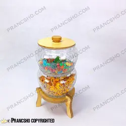 کندی سه طبقه کروی پایه چوبی