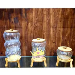 کندی سه طبقه کروی پایه چوبی