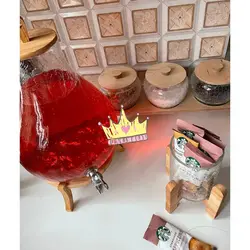 استند کندی سه قلو شیشه ای با در و پایه چوبی