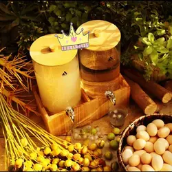 کلمن شیشه ای دوقلو استوانه ای با پایه چوبی طرح موناکو