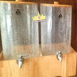 کلمن شیشه ای دوقلو استوانه ای با پایه چوبی طرح موناکو