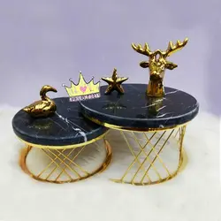 استند پذیرایی دو طبقه سنگی پایه حصیری