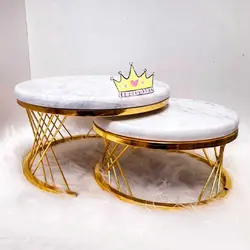 استند پذیرایی دو طبقه سنگی پایه حصیری