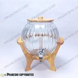 کلمن شیشه ای پایه چوبی دسته دار طرح کانو شیشه ساده