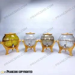 کلمن شیشه ای پایه چوبی دسته دار طرح کانو شیشه ساده