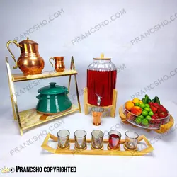 کلمن شیشه ای پایه چوبی طرح دلوا شیشه ساده