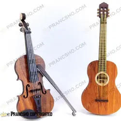 گیتار چوبی دکوری ایستاده کوچک
