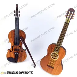 گیتار چوبی دکوری ایستاده کوچک