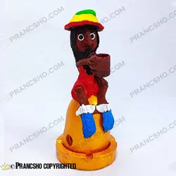 جا عودی کوتاه پایه سفالی طرح باب مارلی پیپ دار