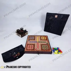 مجموعه بازی های مسافرتی باکس چوبی با کیف چرمی