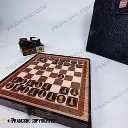 مجموعه بازی های مسافرتی باکس چوبی با کیف چرمی