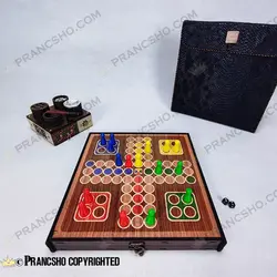 مجموعه بازی های مسافرتی باکس چوبی با کیف چرمی