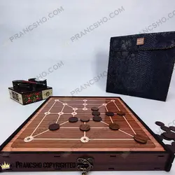 مجموعه بازی های مسافرتی باکس چوبی با کیف چرمی