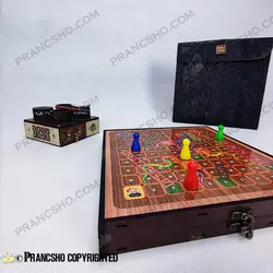 مجموعه بازی های مسافرتی باکس چوبی با کیف چرمی